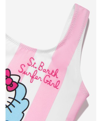 MC2 Saint Barth Girls Hello Kitty Striped Swimsuit in Pink livraison gratuite