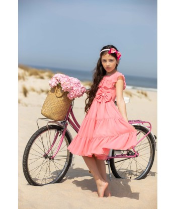 Patachou Girls Chiffon Bow Dress in Pink le concept de la Pate a emporter 