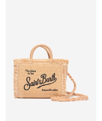 MC2 Saint Barth Girls Embroidered Straw Bag in Beige en stock