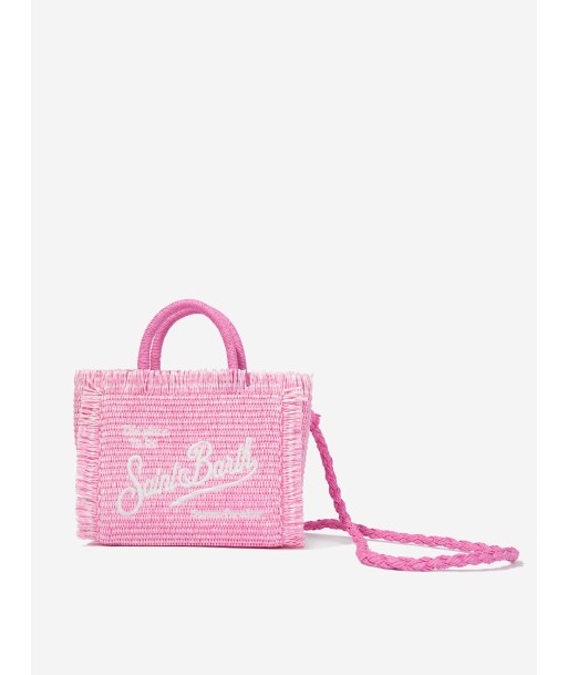 MC2 Saint Barth Girls Embroidered Straw Bag in Pink Comparez et commandez 