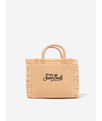 MC2 Saint Barth Girls Embroidered Straw Bag in Beige en stock