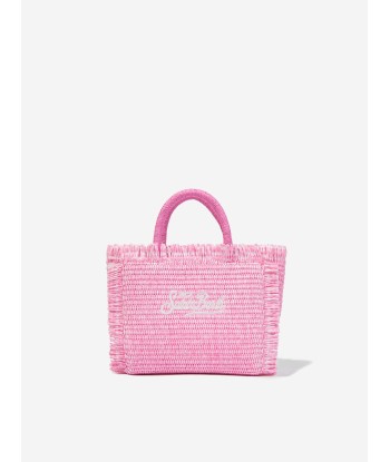 MC2 Saint Barth Girls Embroidered Straw Bag in Pink Comparez et commandez 