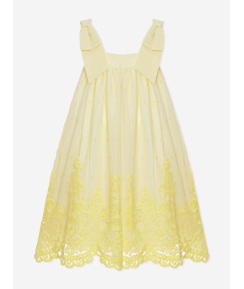 Patachou Girls Lace Trim Sleeveless Dress in Yellow pas cher 