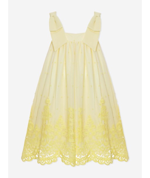 Patachou Girls Lace Trim Sleeveless Dress in Yellow pas cher 