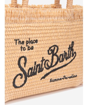 MC2 Saint Barth Girls Embroidered Straw Bag in Beige en stock