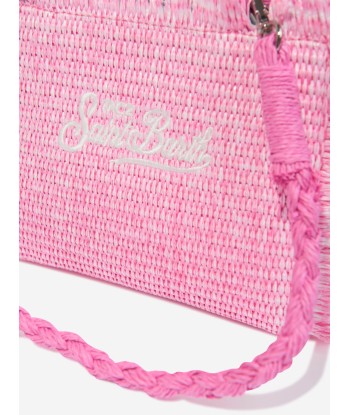 MC2 Saint Barth Girls Embroidered Straw Bag in Pink Comparez et commandez 