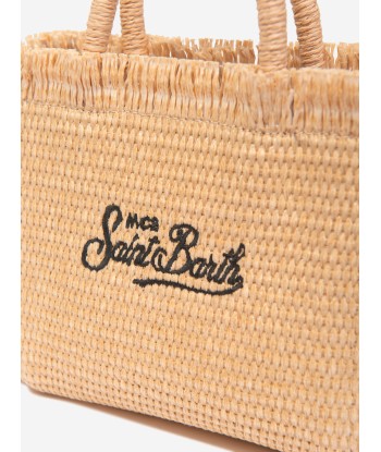 MC2 Saint Barth Girls Embroidered Straw Bag in Beige en stock