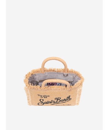 MC2 Saint Barth Girls Embroidered Straw Bag in Beige en stock