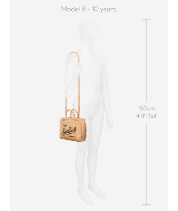 MC2 Saint Barth Girls Embroidered Straw Bag in Beige en stock