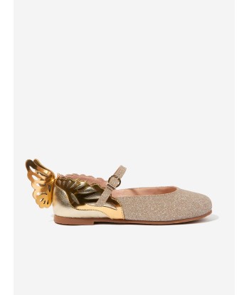 Sophia Webster Girls Leather Heavenly Shoes in Gold Venez acheter