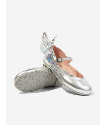 Sophia Webster Girls Leather Heavenly Shoes in Silver de votre