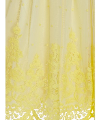 Patachou Girls Lace Trim Sleeveless Dress in Yellow pas cher 