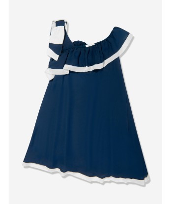 Patachou Girls Ruffle Yacht Club Dress in Navy Les magasins à Paris