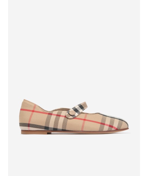 Burberry Girls Archive Check Ballerina Pumps in Beige Jusqu'à 80% De Réduction