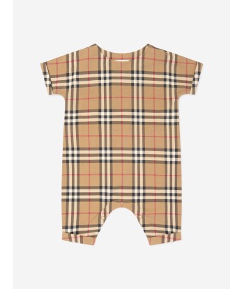 Burberry Baby Archive Check Lennox Romper in Beige votre