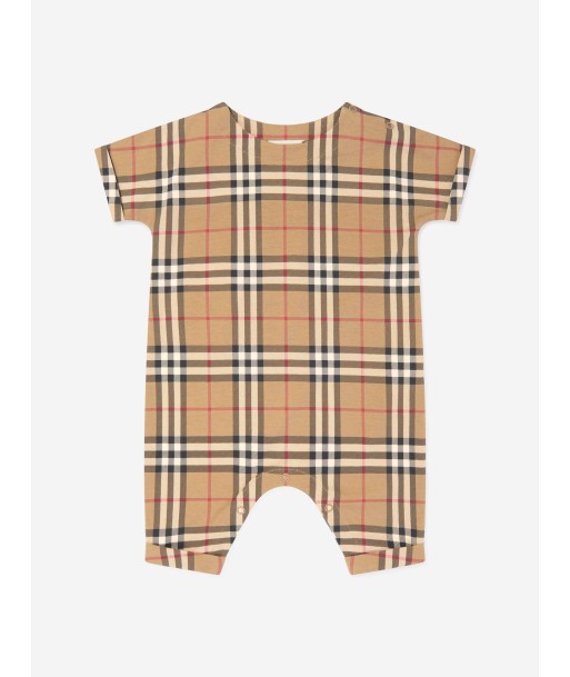 Burberry Baby Archive Check Lennox Romper in Beige votre