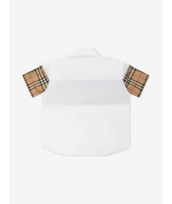 Burberry Boys Check Panel Devon Shirt in White en ligne des produits 