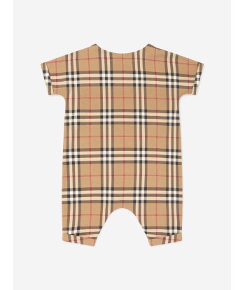 Burberry Baby Archive Check Lennox Romper in Beige votre