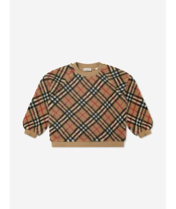 Burberry Kids Archive Check Fleece Sweatshirt in Beige ouvre sa boutique