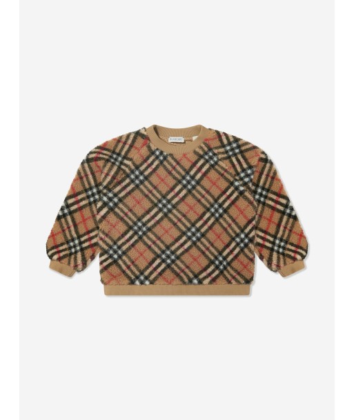 Burberry Kids Archive Check Fleece Sweatshirt in Beige ouvre sa boutique