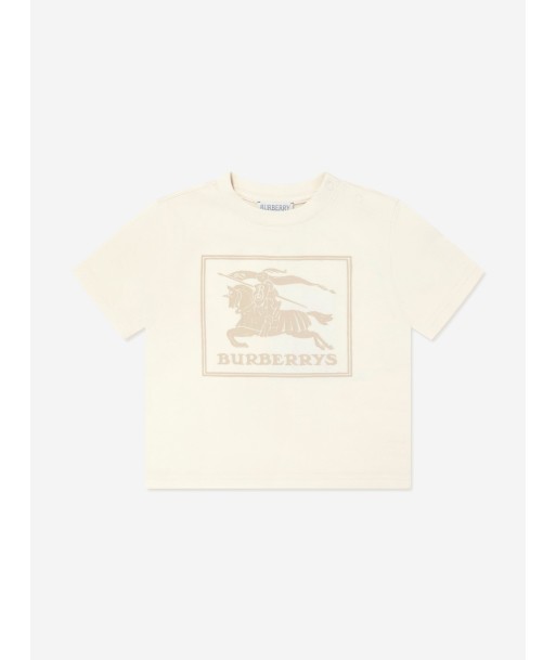 Burberry Baby Boys Box Logo Mini Cedar T-Shirt in Ivory de technologie