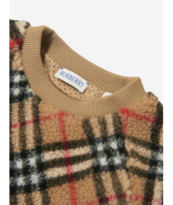 Burberry Kids Archive Check Fleece Sweatshirt in Beige ouvre sa boutique