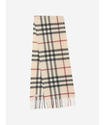 Burberry Kids Heritage Check Cashmere Scarf in Beige paiement sécurisé