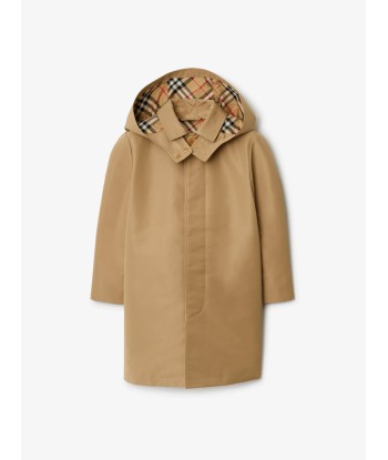 Burberry Boys Nathaniel Hooded Car Coat in Beige la chaussure