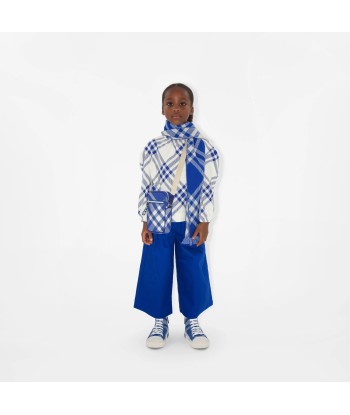 Burberry Kids Bias Check Wool Scarf in Blue pas cher