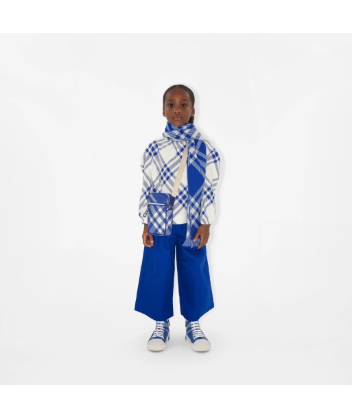 Burberry Kids Bias Check Wool Scarf in Blue pas cher