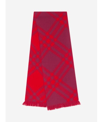 Burberry Kids Bias Check Wool Scarf in Red français