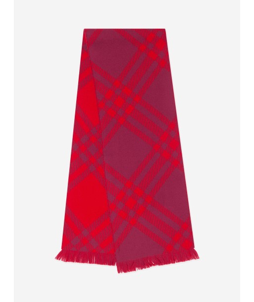 Burberry Kids Bias Check Wool Scarf in Red français