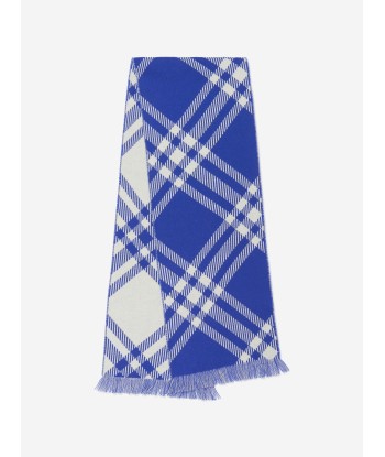 Burberry Kids Bias Check Wool Scarf in Blue pas cher