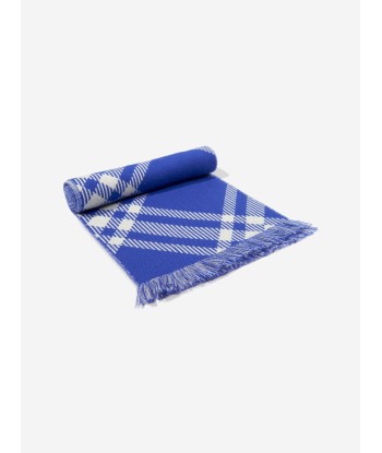 Burberry Kids Bias Check Wool Scarf in Blue pas cher