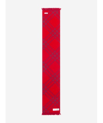 Burberry Kids Bias Check Wool Scarf in Red français