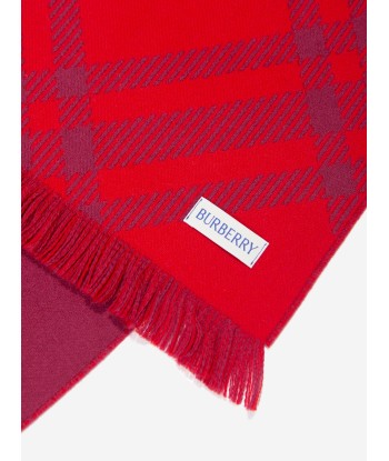 Burberry Kids Bias Check Wool Scarf in Red français