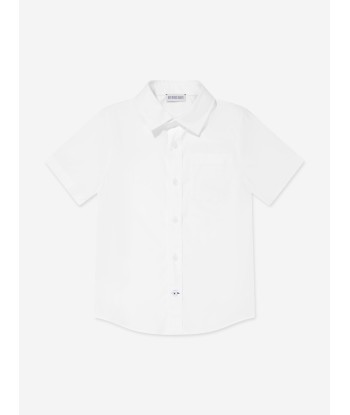 Burberry Boys Embroidered Logo Owen Shirt in White des créatures d'habitude