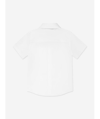 Burberry Boys Embroidered Logo Owen Shirt in White des créatures d'habitude