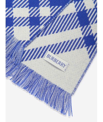 Burberry Kids Bias Check Wool Scarf in Blue pas cher