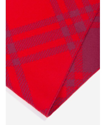 Burberry Kids Bias Check Wool Scarf in Red français