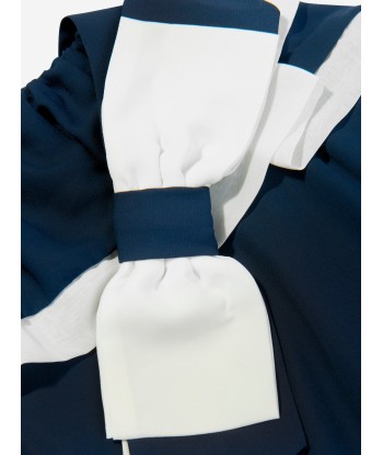 Patachou Girls Ruffle Yacht Club Dress in Navy Les magasins à Paris