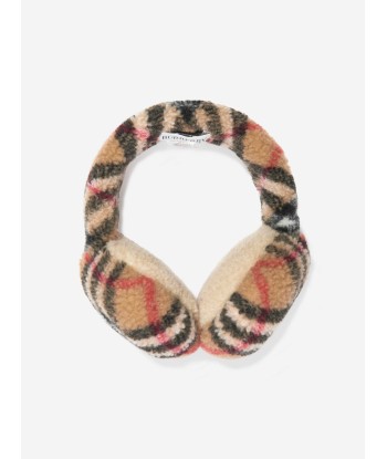 Burberry Girls Check Fleece Earmuffs in Beige acheter en ligne