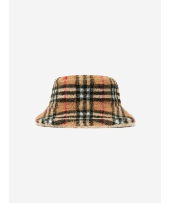 Burberry Kids Reversible Fleece Bucket Hat in Beige pas chere