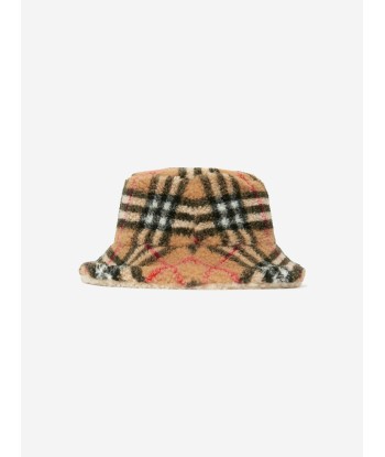 Burberry Kids Reversible Fleece Bucket Hat in Beige pas chere