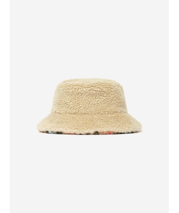 Burberry Kids Reversible Fleece Bucket Hat in Beige pas chere