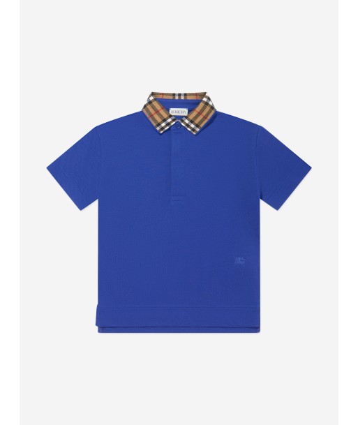 Burberry Boys Check Collar Johane Polo Shirt in Blue Comment ça marche