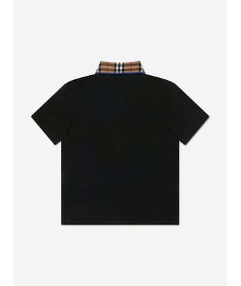 Burberry Boys Check Collar Johane Polo Shirt in Black 2023