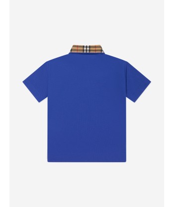 Burberry Boys Check Collar Johane Polo Shirt in Blue Comment ça marche