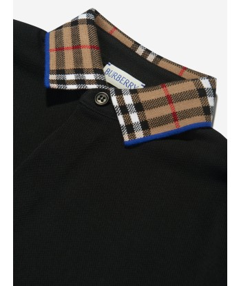 Burberry Boys Check Collar Johane Polo Shirt in Black 2023