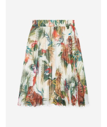 Roberto Cavalli Girls Silk Botany Skirt in White de votre